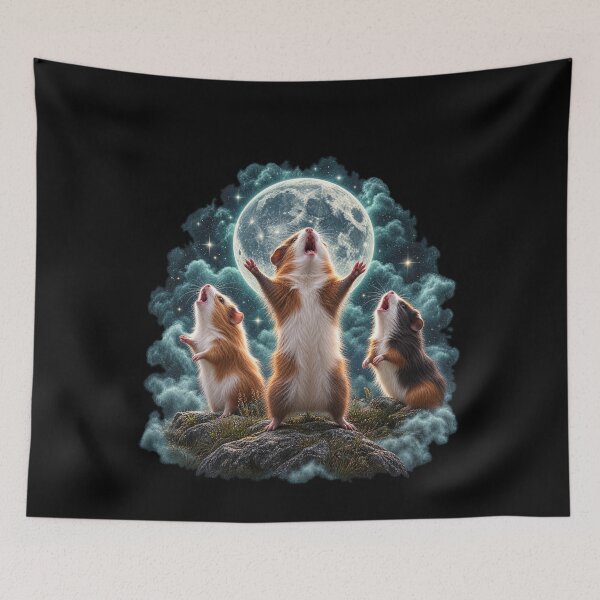 Item preview, Three Guinea Pigs Howling At The Moon - Funny Cosmic Meme designed and sold by Neurospicy Trolls.