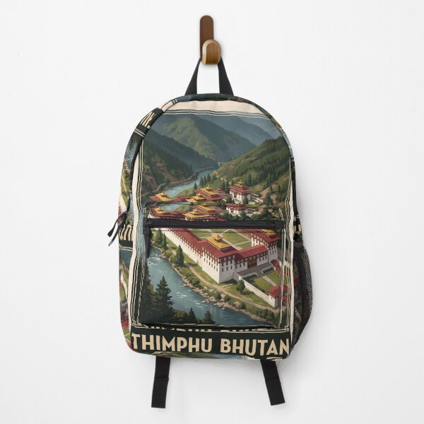 Item preview, Thimphu Bhutan Vintage Travel Art – Buddha Dordenma & Himalayan Valley designed and sold by Bomax121.
