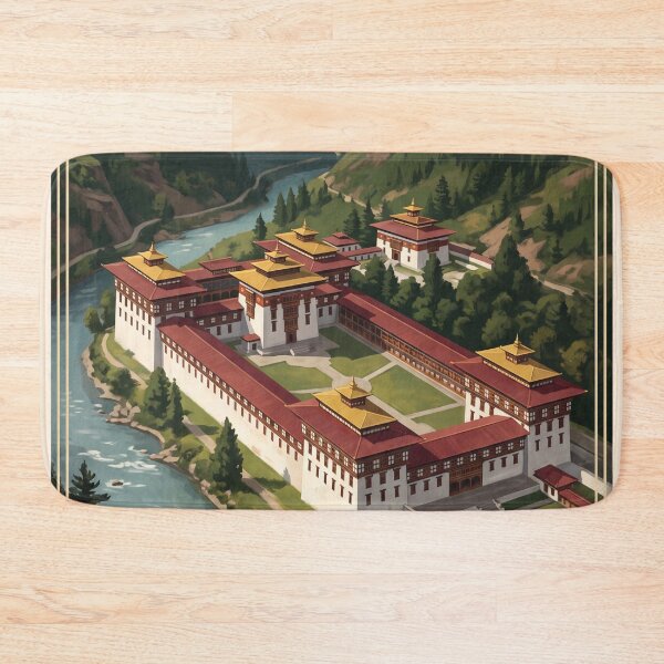 Item preview, Thimphu Bhutan Vintage Travel Art – Buddha Dordenma & Himalayan Valley designed and sold by Bomax121.