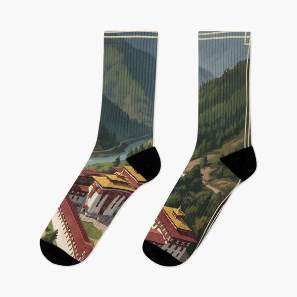 Item preview, Thimphu Bhutan Vintage Travel Art – Buddha Dordenma & Himalayan Valley designed and sold by Bomax121.