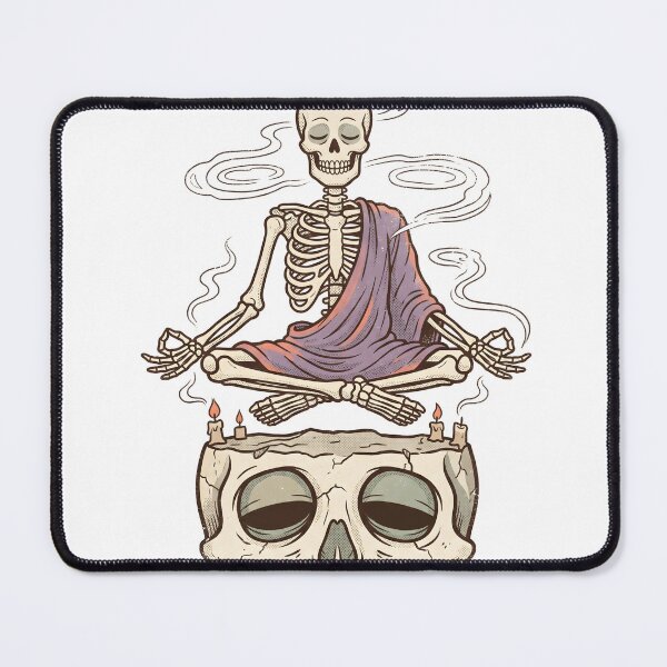 Item preview, Meditating Skeleton Levitating Above Skull Candles Zen Retro designed and sold by MisteryDesigner.