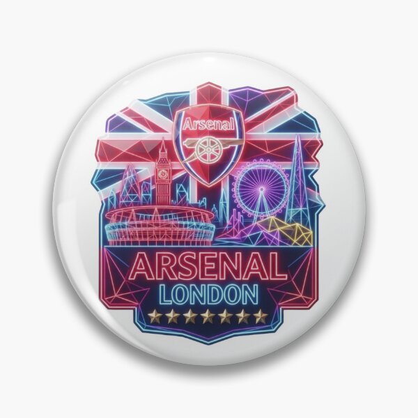 Item preview, Geometric Neon Arsenal Crest with London Landmarks designed and sold by annaarthk.