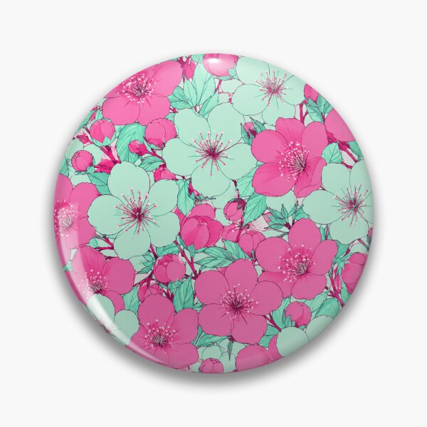 Item preview, Pink and Mint Cherry Blossom Floral Pattern designed and sold by Owcomm.