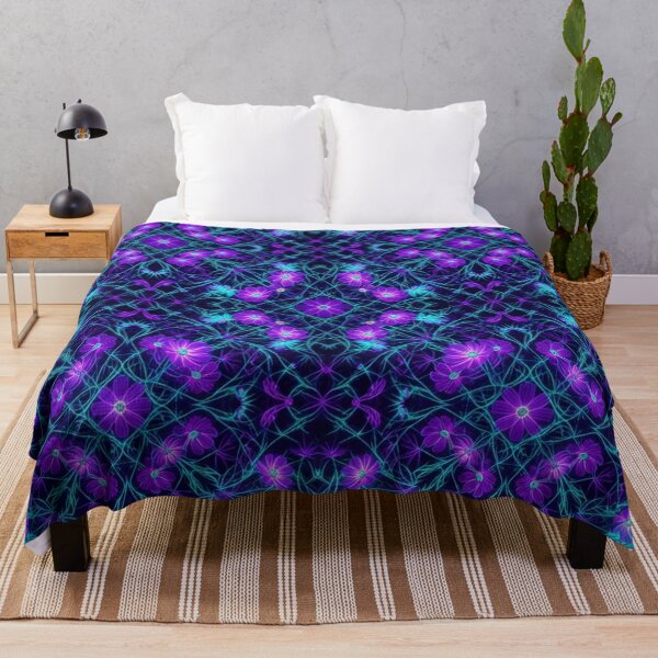 Item preview, Cosmic Neon Purple and Blue Floral Pattern designed and sold by Owcomm.