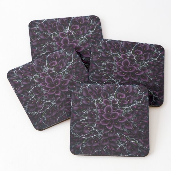Item preview, Dark Purple Calla Lilies With Silver Thorns designed and sold by Owcomm.