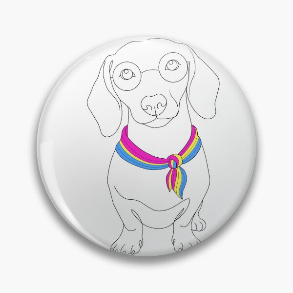 Item preview, Minimalist Dachshund with Glasses & Pansexual Bandana designed and sold by TrueColorAr.