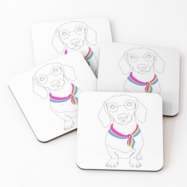Item preview, Minimalist Dachshund with Glasses & Pansexual Bandana designed and sold by TrueColorAr.