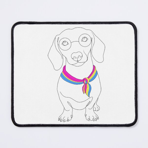 Item preview, Minimalist Dachshund with Glasses & Pansexual Bandana designed and sold by TrueColorAr.