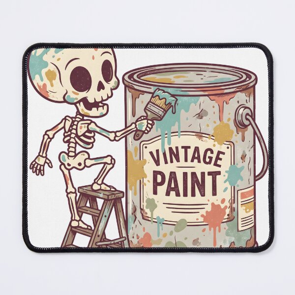 Item preview, Skeleton Artist Painting Giant Vintage Paint Can Retro designed and sold by MisteryDesigner.