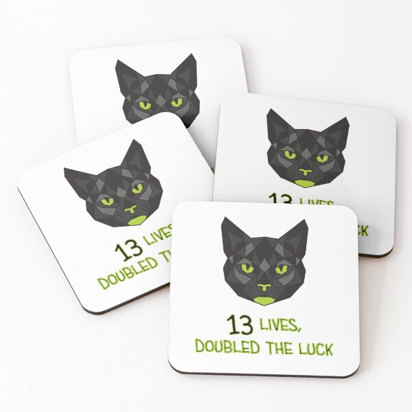 Item preview, Geometric Black Cat - 13 Lives, Doubled the Luck designed and sold by AnimalsKnowAll.