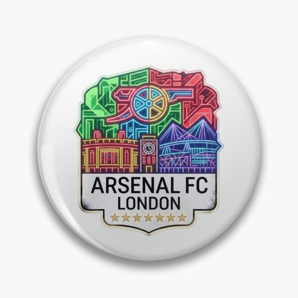 Item preview, Geometric Neon Arsenal Crest with London Landmarks designed and sold by annaarthk.