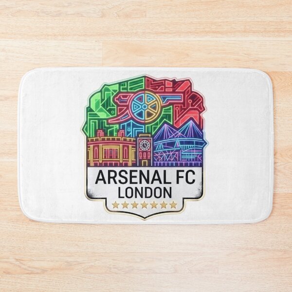 Item preview, Geometric Neon Arsenal Crest with London Landmarks designed and sold by annaarthk.