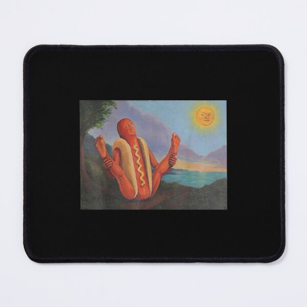 Item preview, Funny Hot Dog Yoga Sunning Hotdog Meme Art designed and sold by MelBarrerahh.