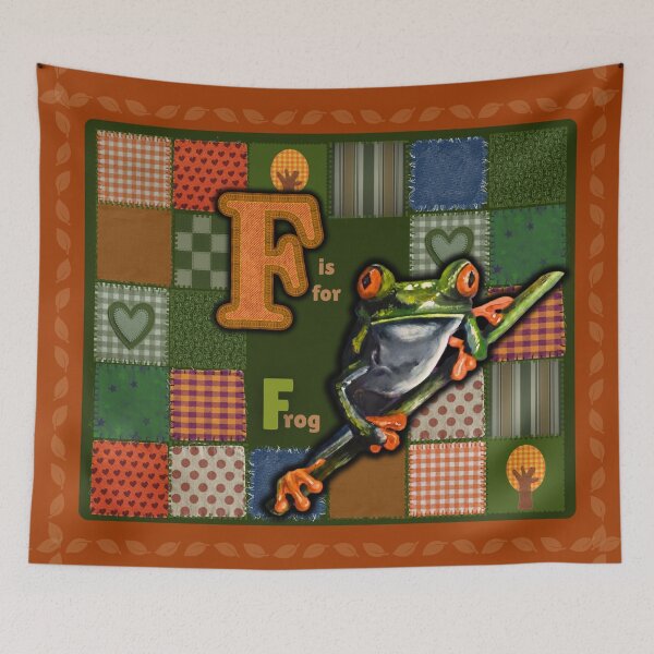 Item preview, F is for Frog Woodland Patchwork Alphabet designed and sold by ArtistsAtticWI.