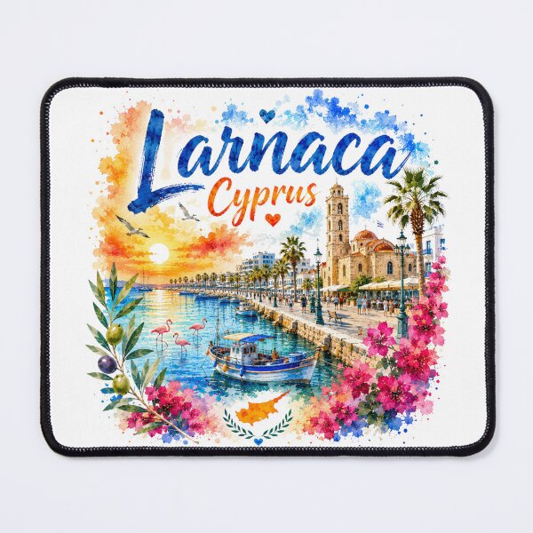 Item preview, Larnaca Cyprus Mediterranean Harbor Watercolor Travel Art designed and sold by GusiaTreasures.