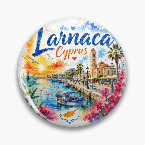 Item preview, Larnaca Cyprus Mediterranean Harbor Watercolor Travel Art designed and sold by GusiaTreasures.