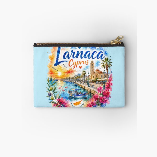 Item preview, Larnaca Cyprus Mediterranean Harbor Watercolor Travel Art designed and sold by GusiaTreasures.