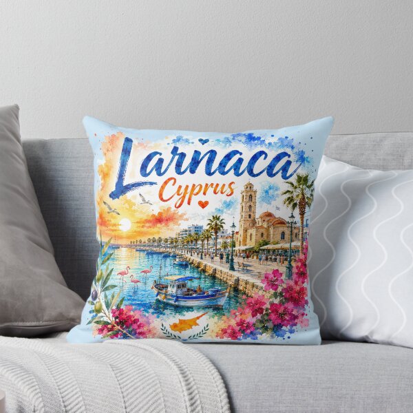 Aperçu de l'œuvre Larnaca, Chypre, port méditerranéen, aquarelle, art de voyage créée et vendue par GusiaTreasures.