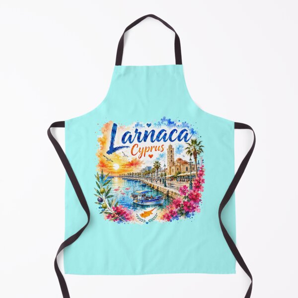 Item preview, Larnaca Cyprus Mediterranean Harbor Watercolor Travel Art designed and sold by GusiaTreasures.