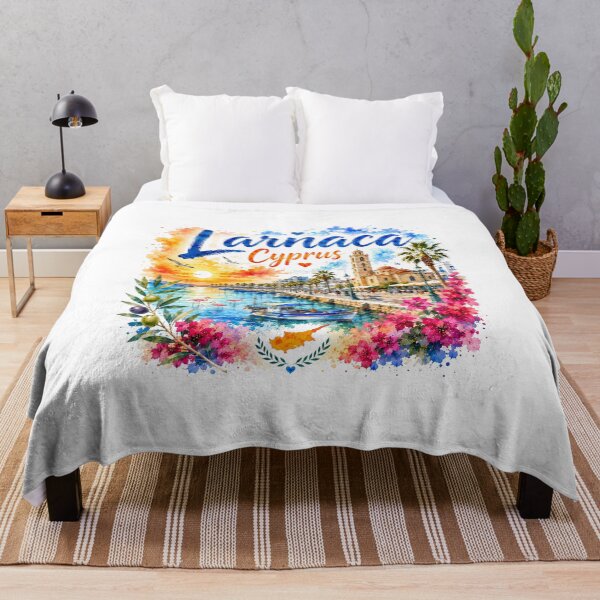 Item preview, Larnaca Cyprus Mediterranean Harbor Watercolor Travel Art designed and sold by GusiaTreasures.