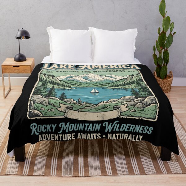 Item preview, Lake America Retro Mountain Lake Vintage Nature Lover Gift designed and sold by MAGICKEY2024.
