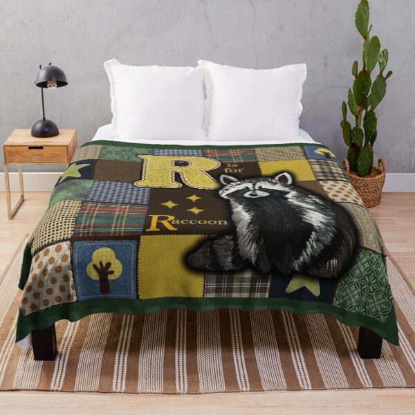 Item preview, R is for Raccoon Woodland Patchwork Alphabet designed and sold by ArtistsAtticWI.