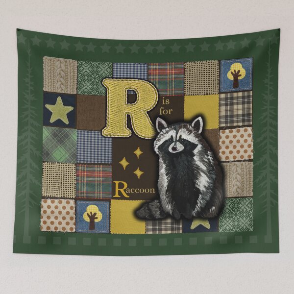 Item preview, R is for Raccoon Woodland Patchwork Alphabet designed and sold by ArtistsAtticWI.