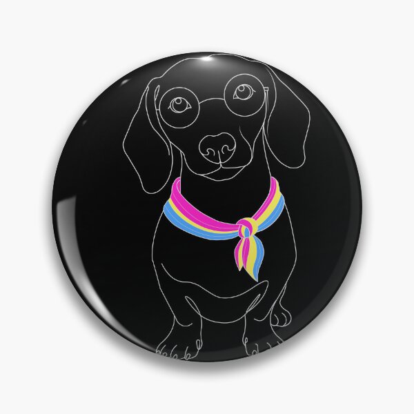 Item preview, Minimalist Dachshund with Glasses & Pansexual Bandana designed and sold by TrueColorAr.