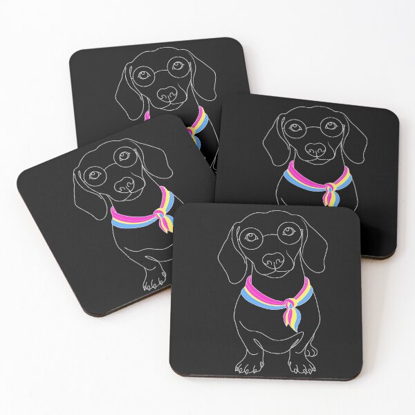 Item preview, Minimalist Dachshund with Glasses & Pansexual Bandana designed and sold by TrueColorAr.