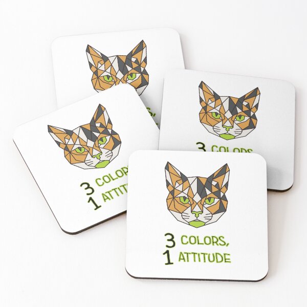 Item preview, Geometric Calico Cat - 3 Colors, 1 Attitude designed and sold by AnimalsKnowAll.