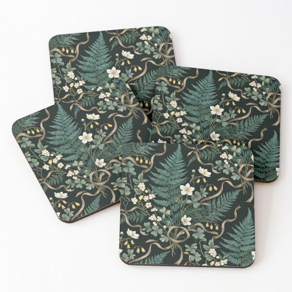 Item preview, Moody Victorian Fern & Floral Ribbon Pattern designed and sold by arteresting-art.