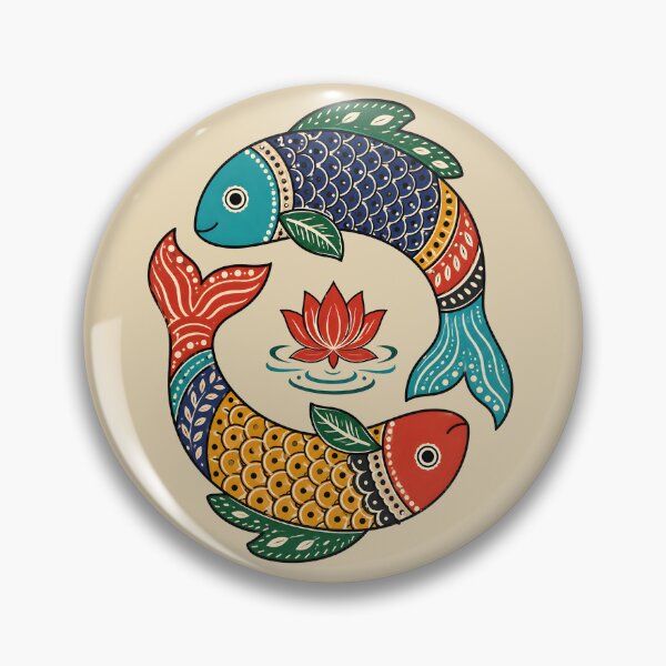 Item preview, Gond-Inspired Circular Fish Folk Art designed and sold by  MAD's Recreation Studio.