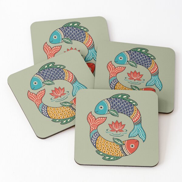 Item preview, Gond-Inspired Circular Fish Folk Art designed and sold by  MAD's Recreation Studio.