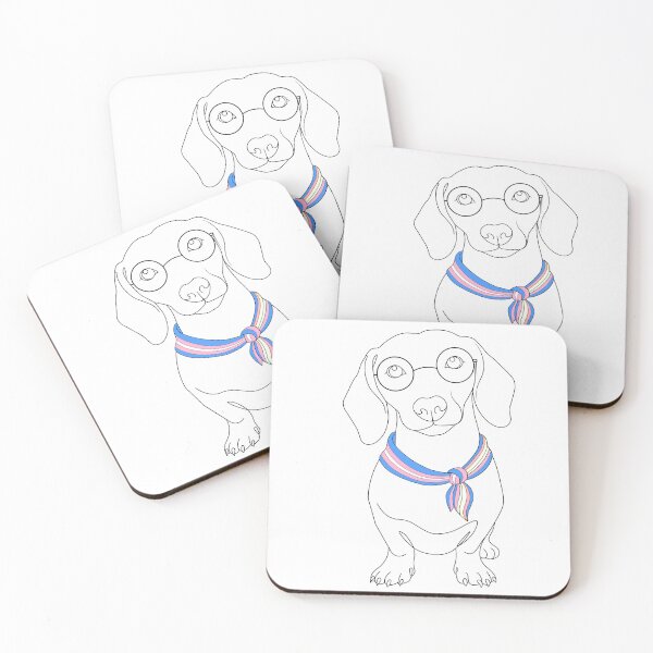 Item preview, Minimalist Dachshund with Glasses & Transgender Bandana designed and sold by TrueColorAr.