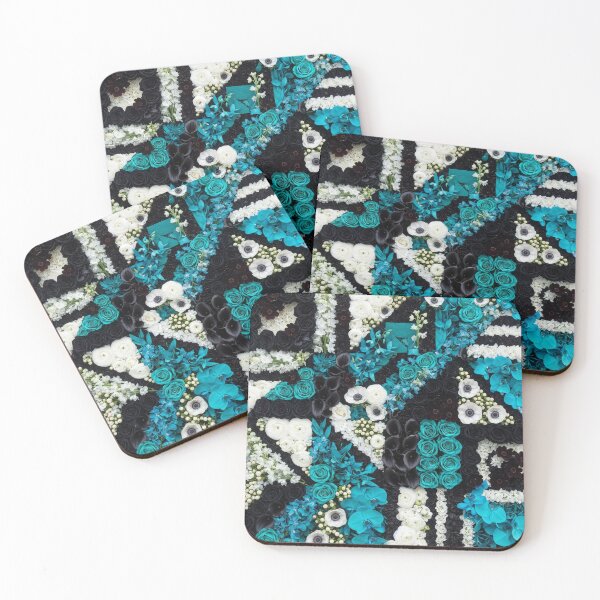 Item preview, Teal And Black Floral Mosaic Art designed and sold by Owcomm.