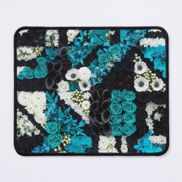 Item preview, Teal And Black Floral Mosaic Art designed and sold by Owcomm.