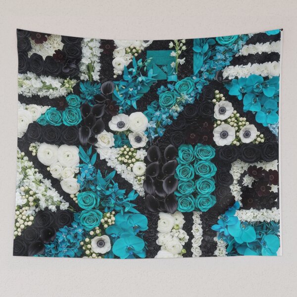 Item preview, Teal And Black Floral Mosaic Art designed and sold by Owcomm.