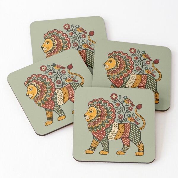 Item preview, Gond-Inspired Lion Folk Art designed and sold by  MAD's Recreation Studio.