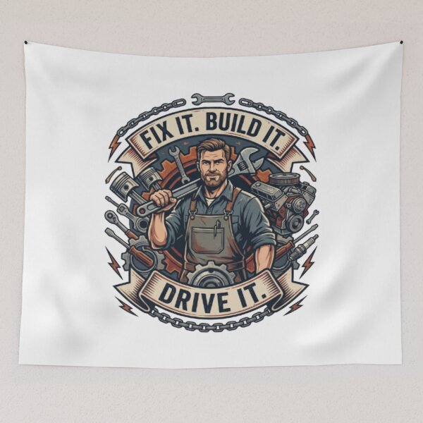 Item preview, Vintage Garage Mechanic Fix Build Drive Design designed and sold by PixelStyle Studio.