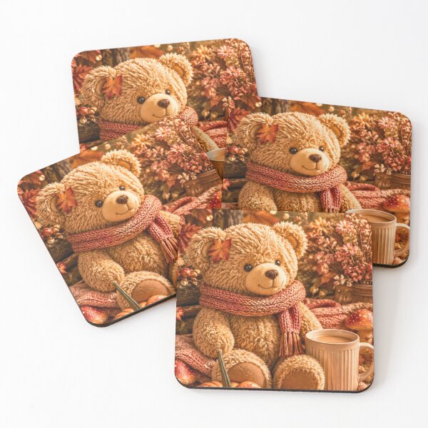 Item preview, ? Cozy Autumn Teddy Bear with Coffee designed and sold by Gold&pixels.
