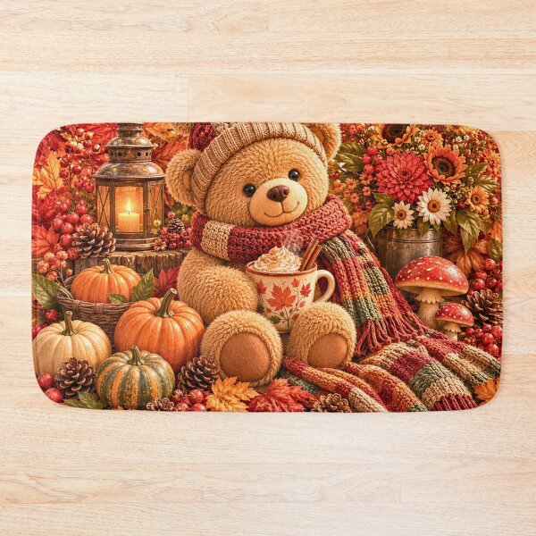 Item preview, ? Cozy Autumn Teddy Bear with Coffee designed and sold by Gold&pixels.