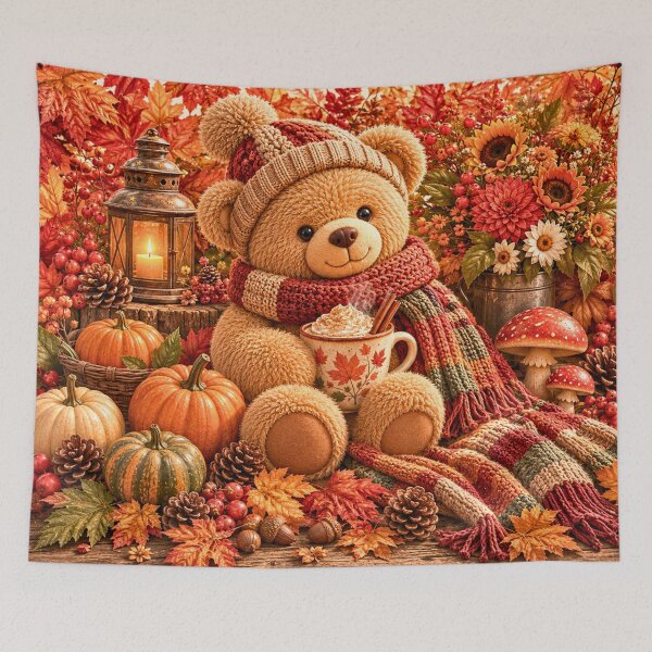 Item preview, ? Cozy Autumn Teddy Bear with Coffee designed and sold by Gold&pixels.