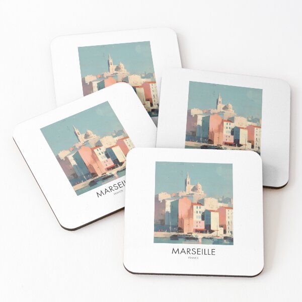 Item preview, Marseille Harbor, Coastal Pastel Decor designed and sold by MarkedArtPrints.