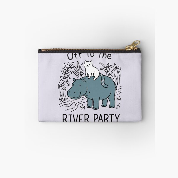 Item preview, Off To The River Party Cute White Cat Riding Hippo designed and sold by Amir Faysal.