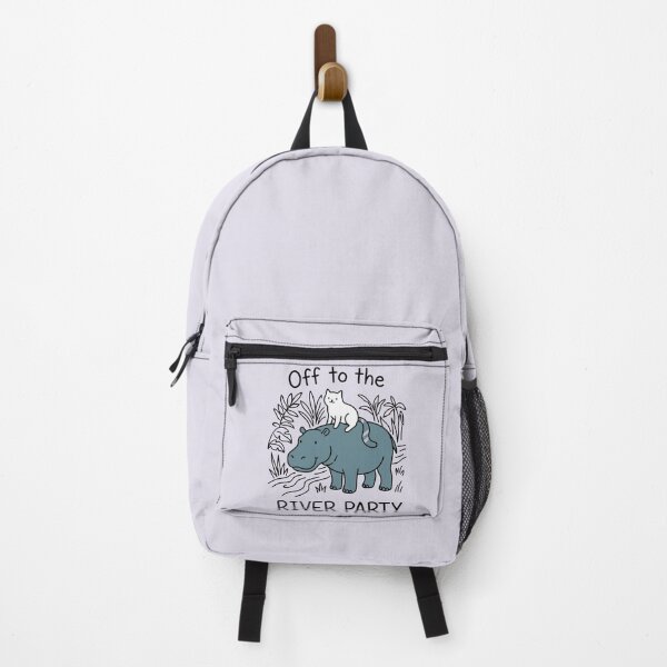 Item preview, Off To The River Party Cute White Cat Riding Hippo designed and sold by Amir Faysal.