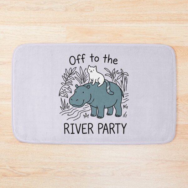 Item preview, Off To The River Party Cute White Cat Riding Hippo designed and sold by Amir Faysal.