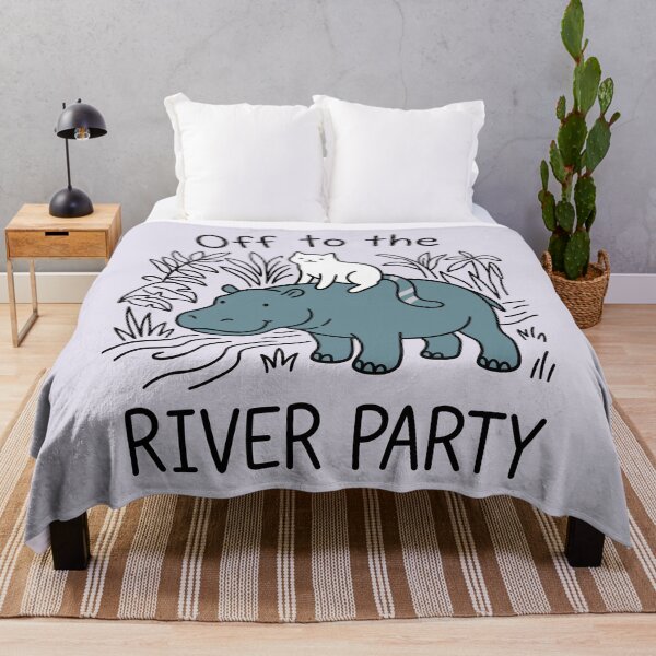 Item preview, Off To The River Party Cute White Cat Riding Hippo designed and sold by Amir Faysal.