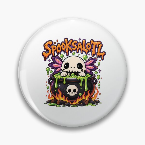 Item preview, Spooksalotl Cute Skeleton Axolotl Witch Cauldron Halloween Design designed and sold by MAPDDesigns.