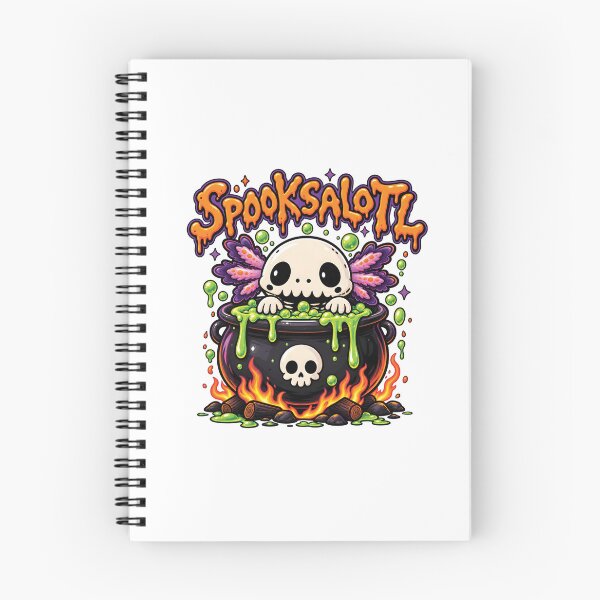 Item preview, Spooksalotl Cute Skeleton Axolotl Witch Cauldron Halloween Design designed and sold by MAPDDesigns.