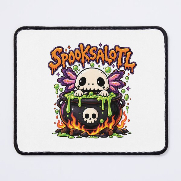 Item preview, Spooksalotl Cute Skeleton Axolotl Witch Cauldron Halloween Design designed and sold by MAPDDesigns.